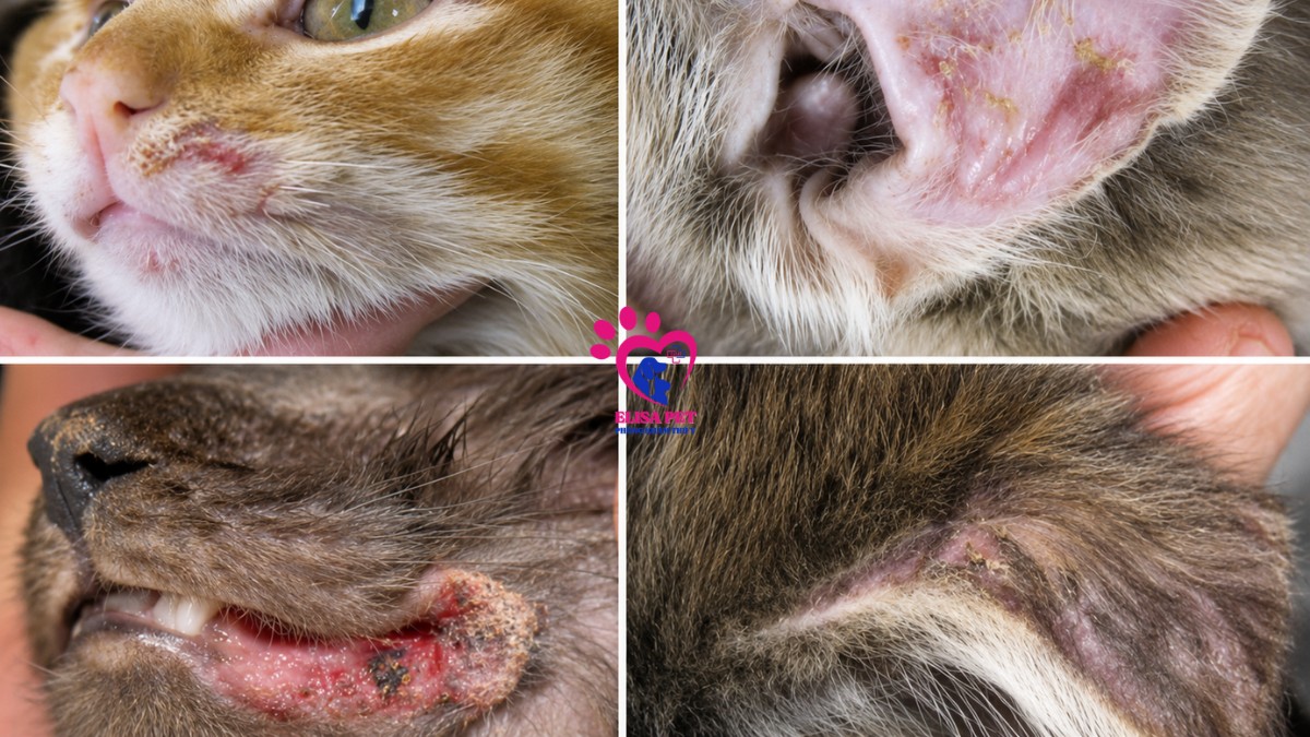 Mèo mắc Calicivirus (FCV) thường biểu hiện qua các triệu chứng đặc trưng như loét miệng/lưỡi, chảy nhiều dãi, hắt hơi, và sốt.