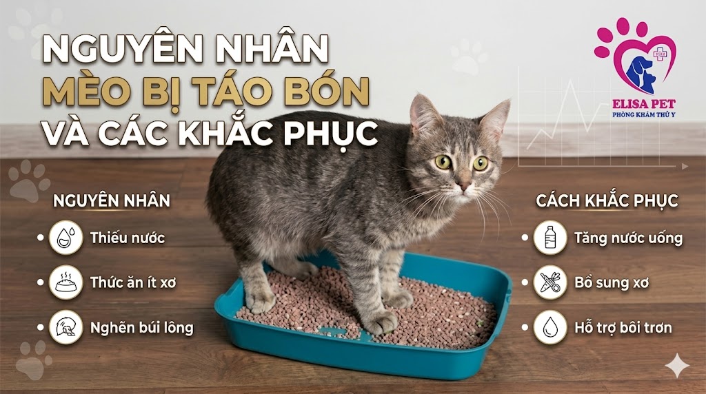 Nguyên nhân mèo bị táo bón và cách khắc phục