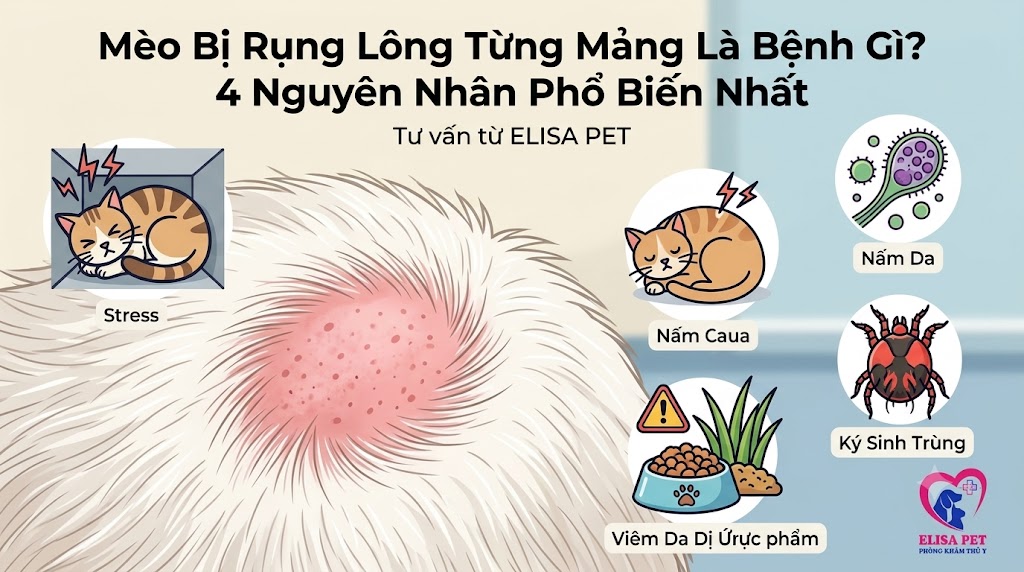 Mèo bị rụng lông thành từng mảng